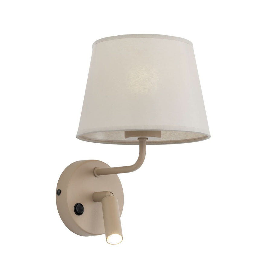 Applique murale Maja en tissu, sable, 2 lumières, hauteur 25 cm