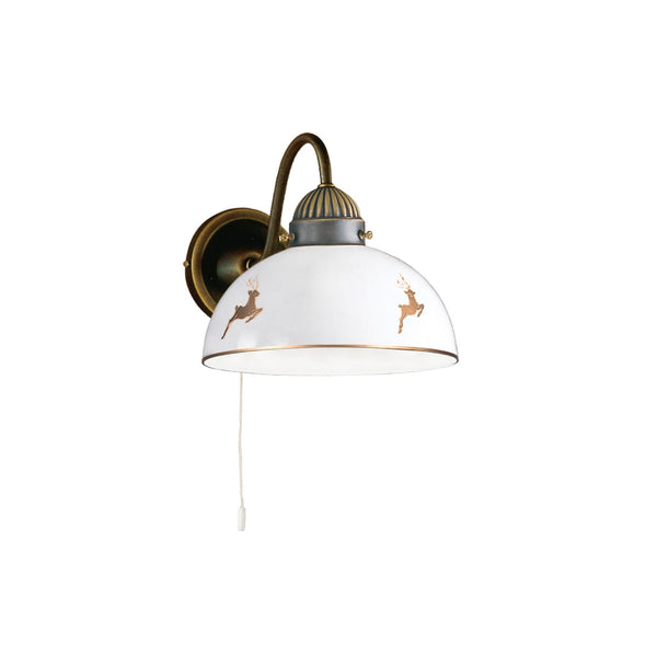 Applique murale Kolarz Nonna en laiton, blanc et doré, Ø 20 cm, 75 W