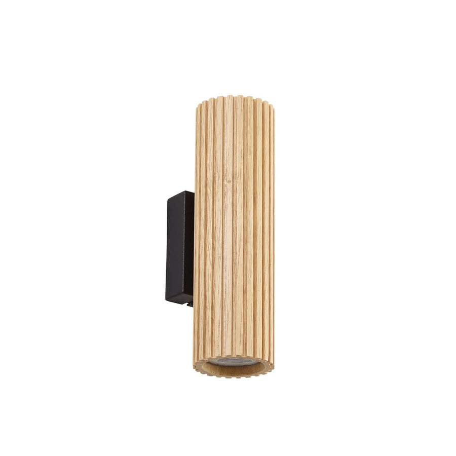 Applique murale Stralino en bois, noir, 2 lumières, hauteur 22 cm