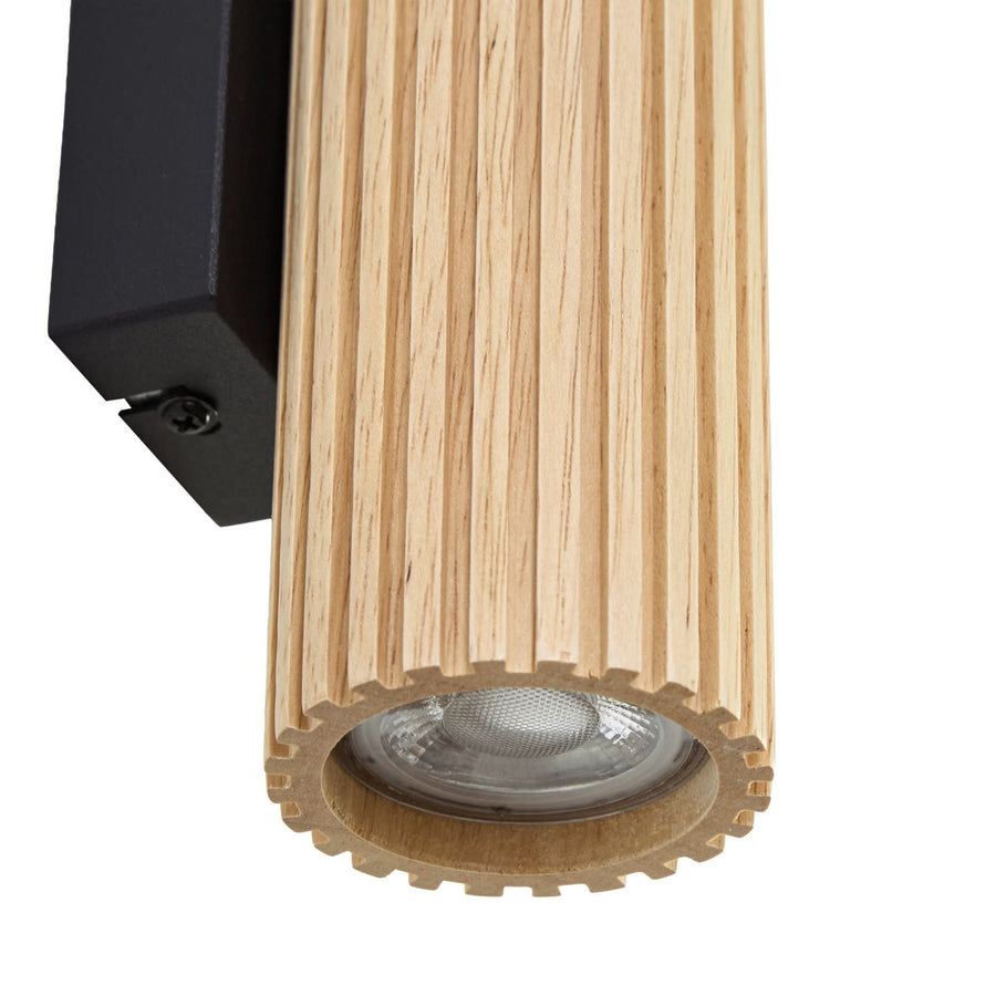 Applique murale Stralino en bois, noir, 2 lumières, hauteur 22 cm