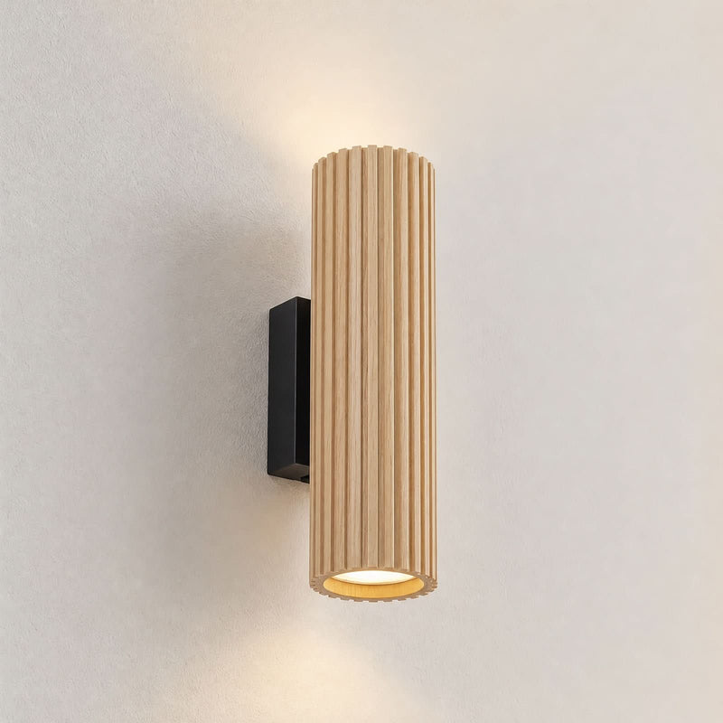 Applique murale Stralino en bois, noir, 2 lumières, hauteur 22 cm