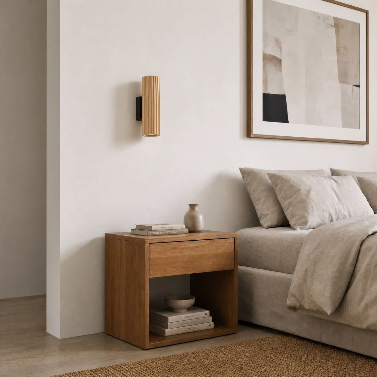 Applique murale Stralino en bois, noir, 2 lumières, hauteur 22 cm