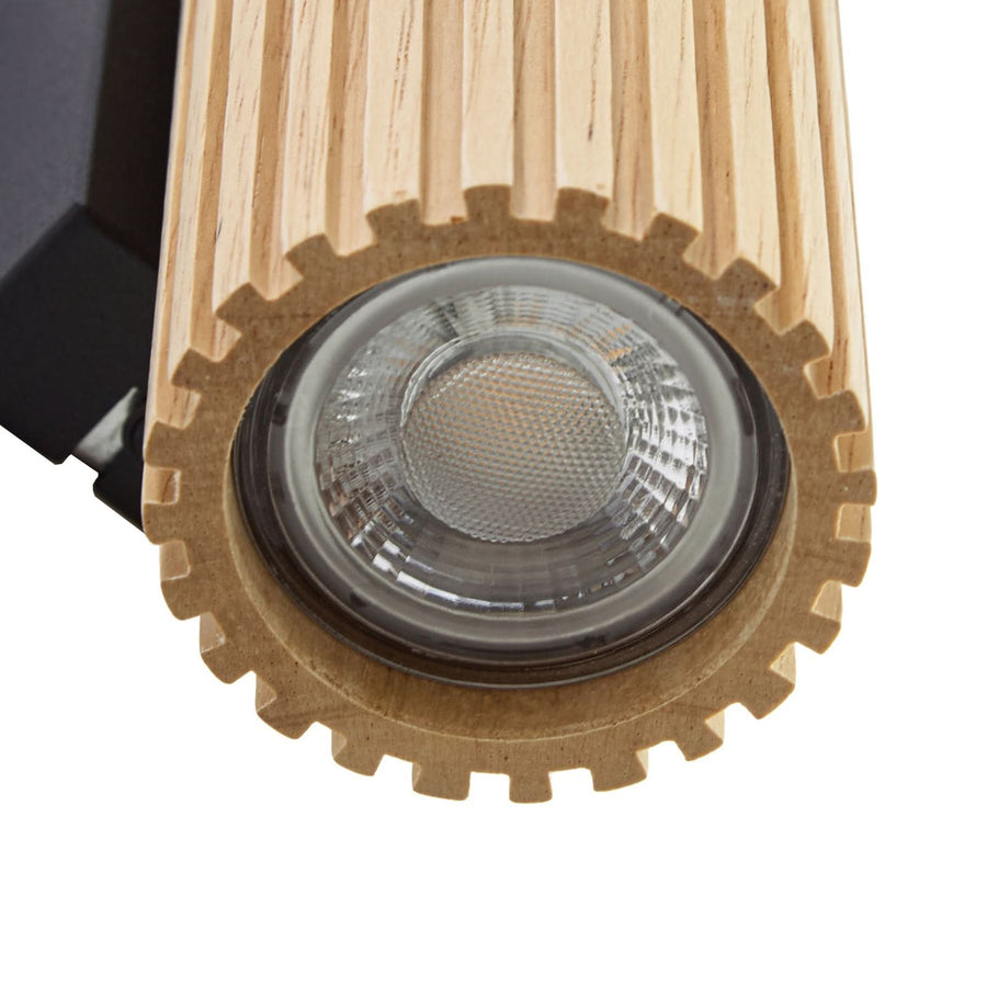 Applique murale Stralino en bois, noir, 2 lumières, hauteur 22 cm