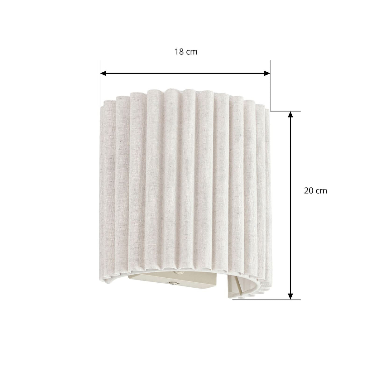 Applique murale Libbie en lin, crème, hauteur 20 cm