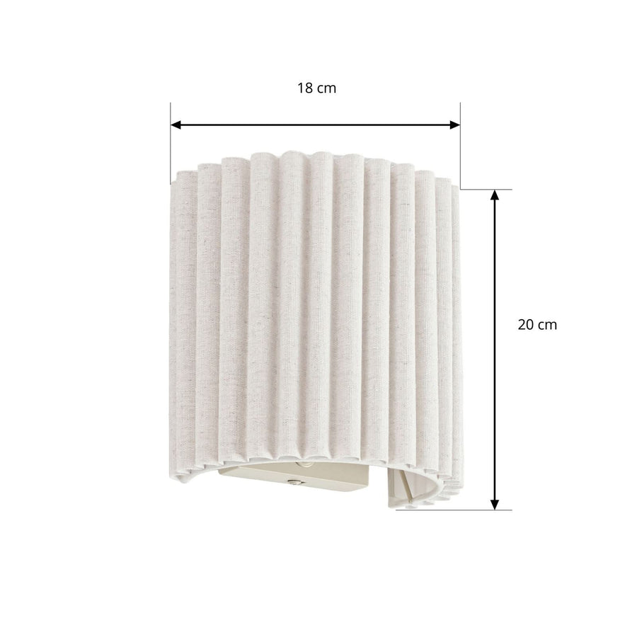 Applique murale Libbie en lin, crème, hauteur 20 cm