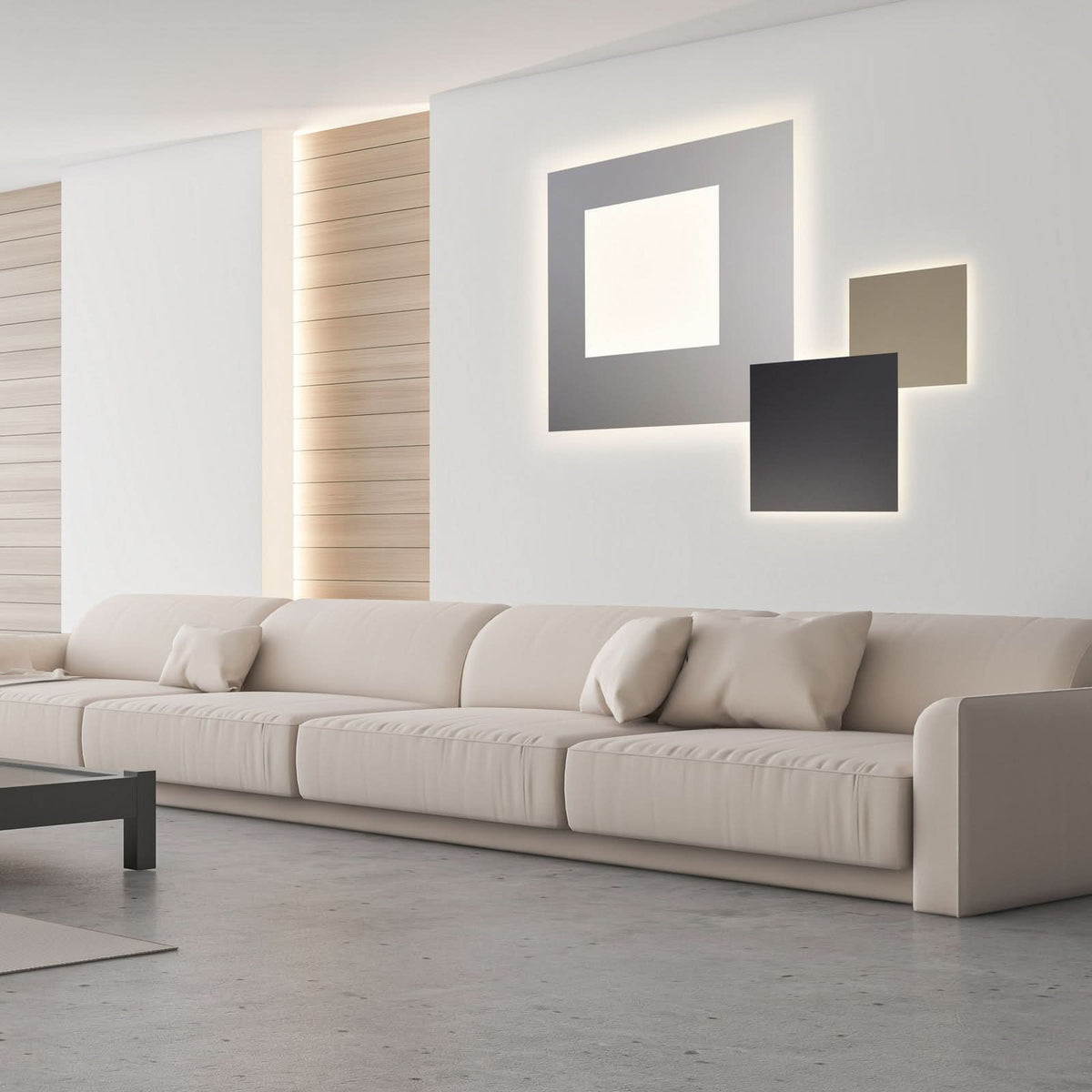 Applique murale LED Blade Q en aluminium, taupe, hauteur 34 cm