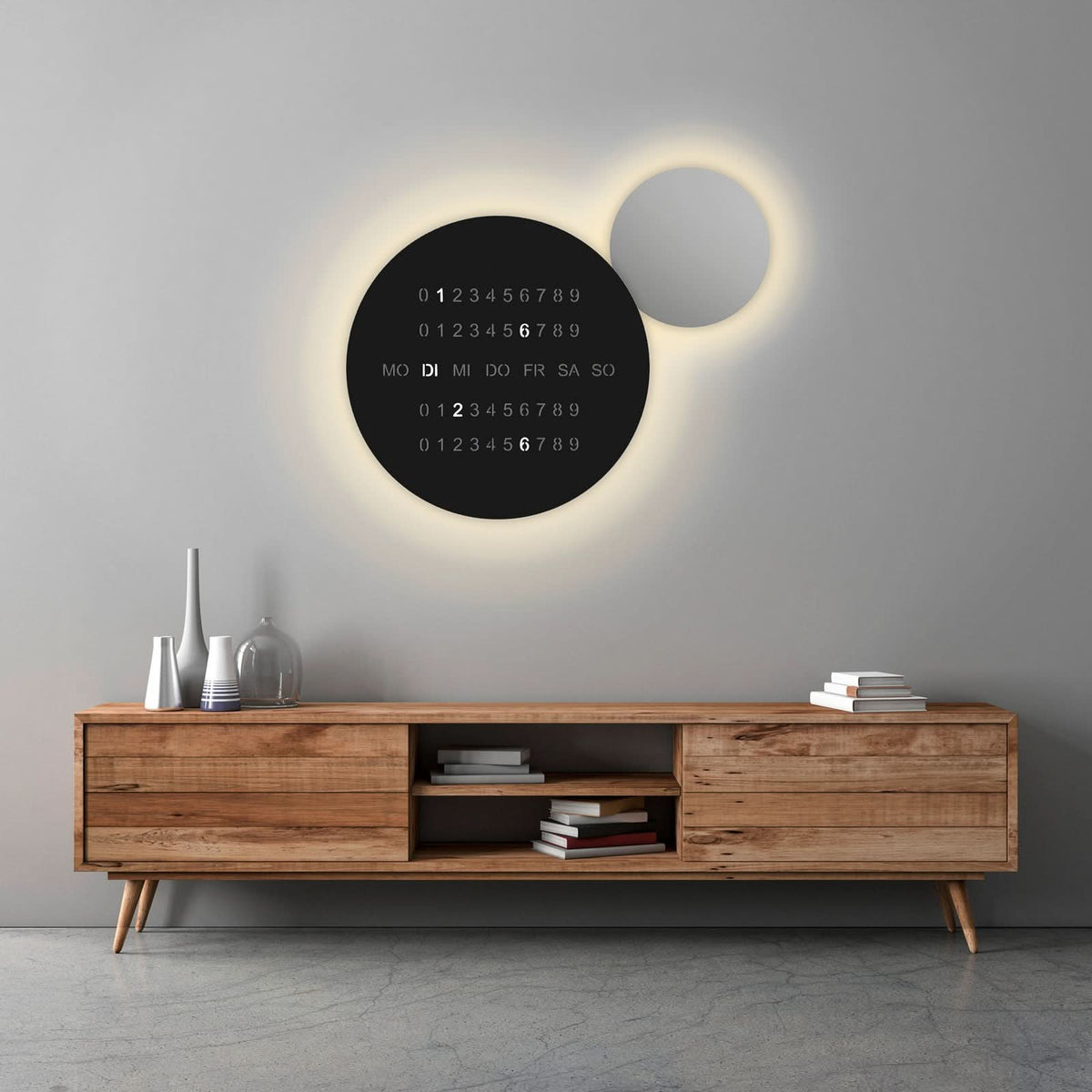 Applique murale LED Blade O'clock en aluminium, noir, Ø 59 cm