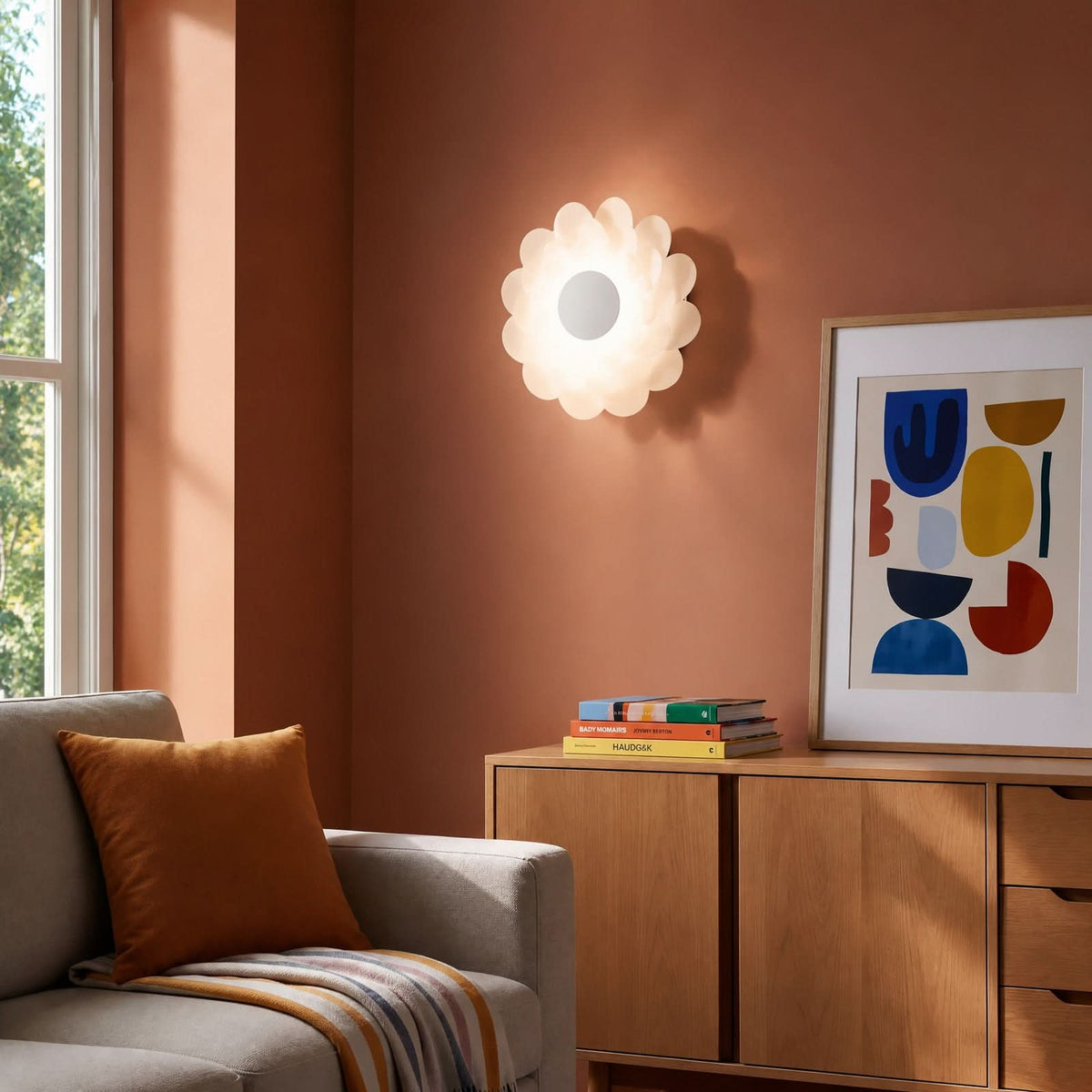 Applique murale LED Bloem, blanc, Ø 37,8 cm