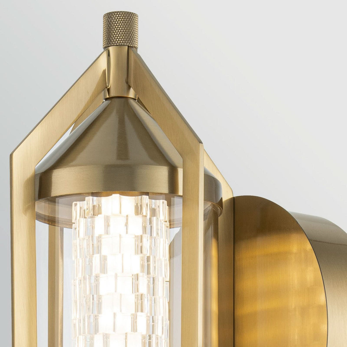 Applique murale LED Espada en verre, doré brossé et transparent, Ø 16 cm, IP44