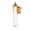 Applique murale LED Espada en verre, doré brossé et transparent, Ø 16 cm, IP44