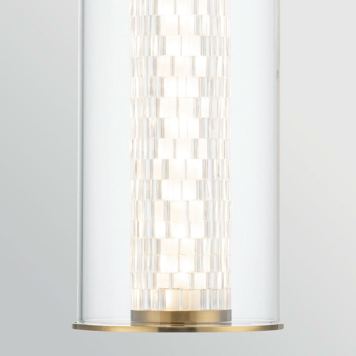 Applique murale LED Espada en verre, doré brossé et transparent, Ø 16 cm, IP44