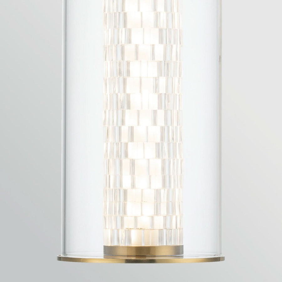 Applique murale LED Espada en verre, doré brossé et transparent, Ø 16 cm, IP44