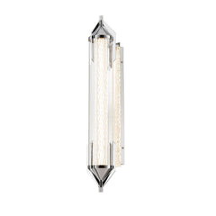 Applique murale LED Espada en verre, chromé poli et transparent, hauteur 14 cm, IP44