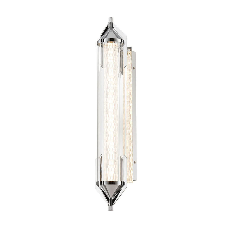 Applique murale LED Espada en verre, chromé poli et transparent, hauteur 14 cm, IP44