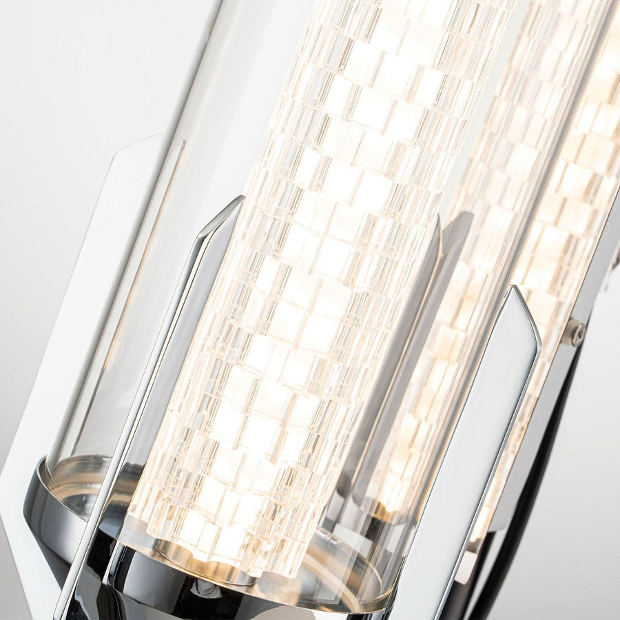 Applique murale LED Espada en verre, chromé poli et transparent, hauteur 14 cm, IP44