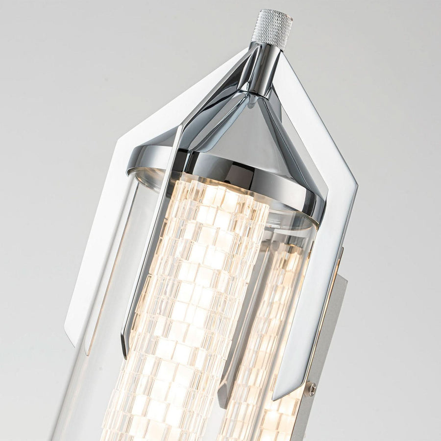 Applique murale LED Espada en verre, chromé poli et transparent, hauteur 14 cm, IP44
