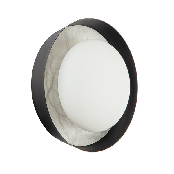 Applique murale LED Alonso en verre, bronze et blanc satiné, Ø 21,6 cm