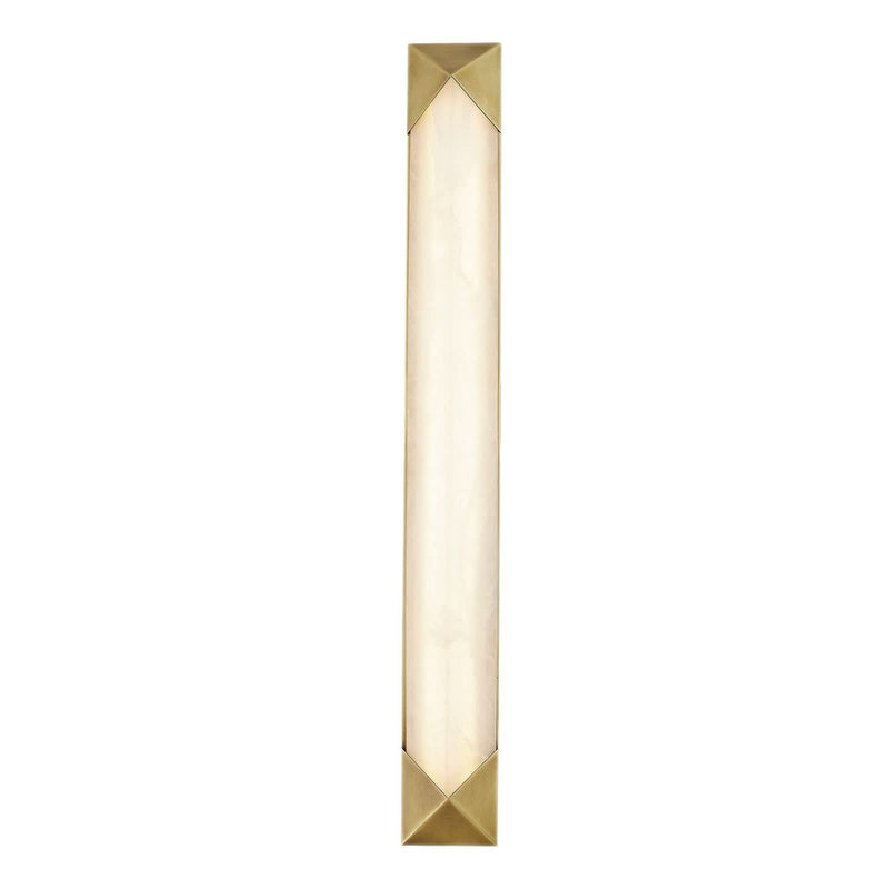 Applique murale LED Caesar en acier, laiton ancien et crème marbré, hauteur 63,5 cm