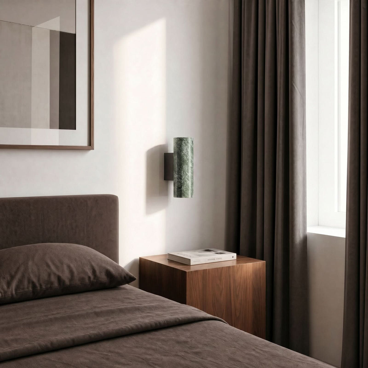 Applique murale Tavira en marbre, vert marbré, 2 lumières, hauteur 23 cm