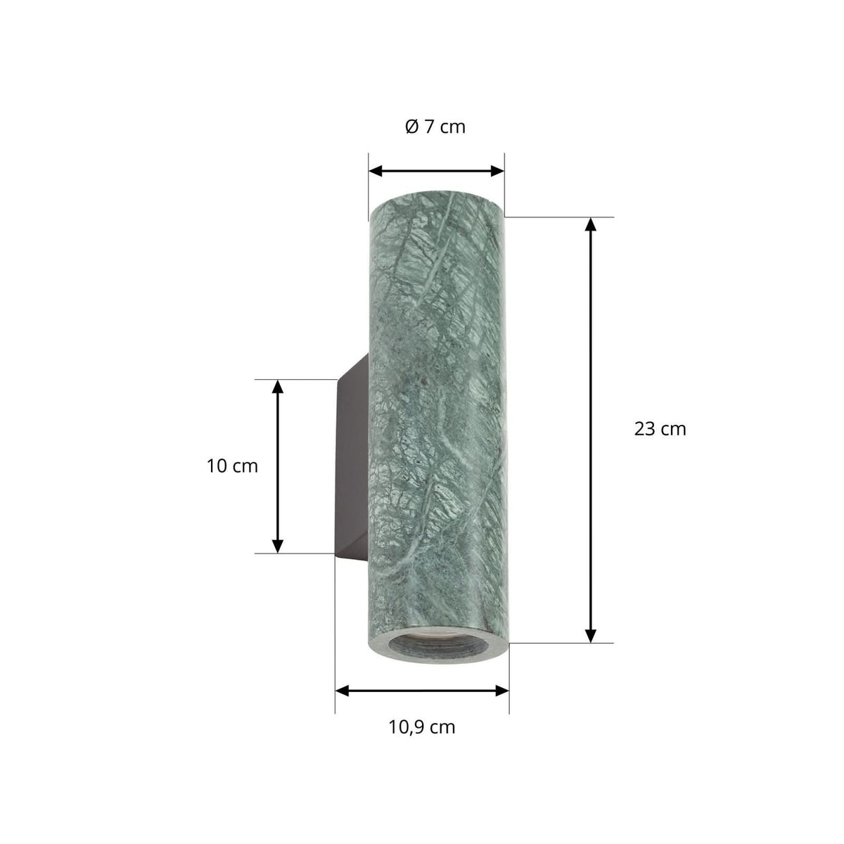 Applique murale Tavira en marbre, vert marbré, 2 lumières, hauteur 23 cm