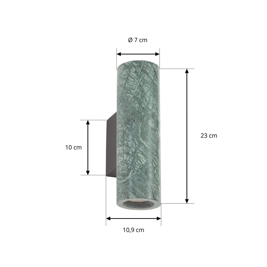 Applique murale Tavira en marbre, vert marbré, 2 lumières, hauteur 23 cm