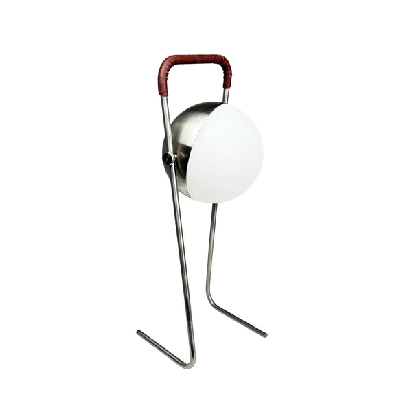Lampe à poser d'extérieur LED rechargeable Mova en métal, chromé et rouge foncé, hauteur 31 cm, IP44