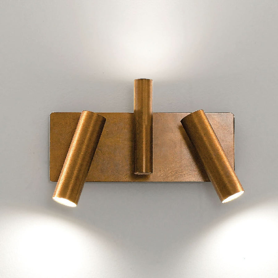 Applique murale 7542 en laiton, 2 lumières, hauteur 27 cm, laiton patiné