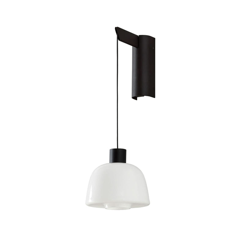 Applique murale LED Drep A/01 en verre, blanc et noir, hauteur 39,8 cm