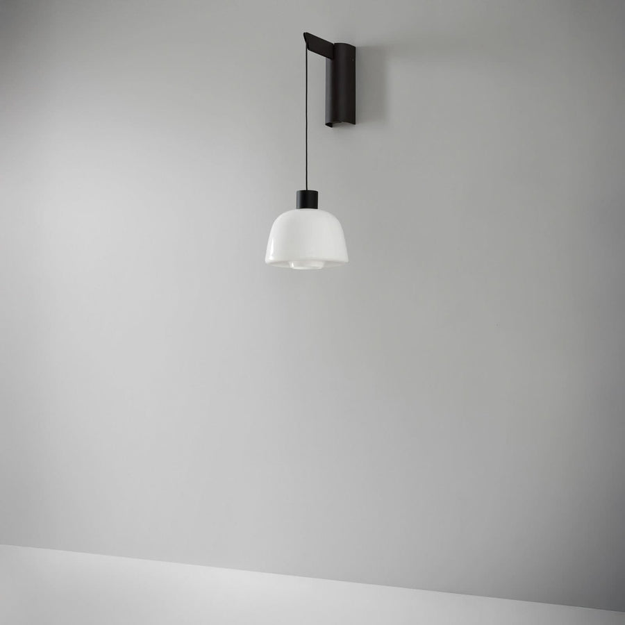 Applique murale LED Drep A/01 en verre, blanc et noir, hauteur 39,8 cm
