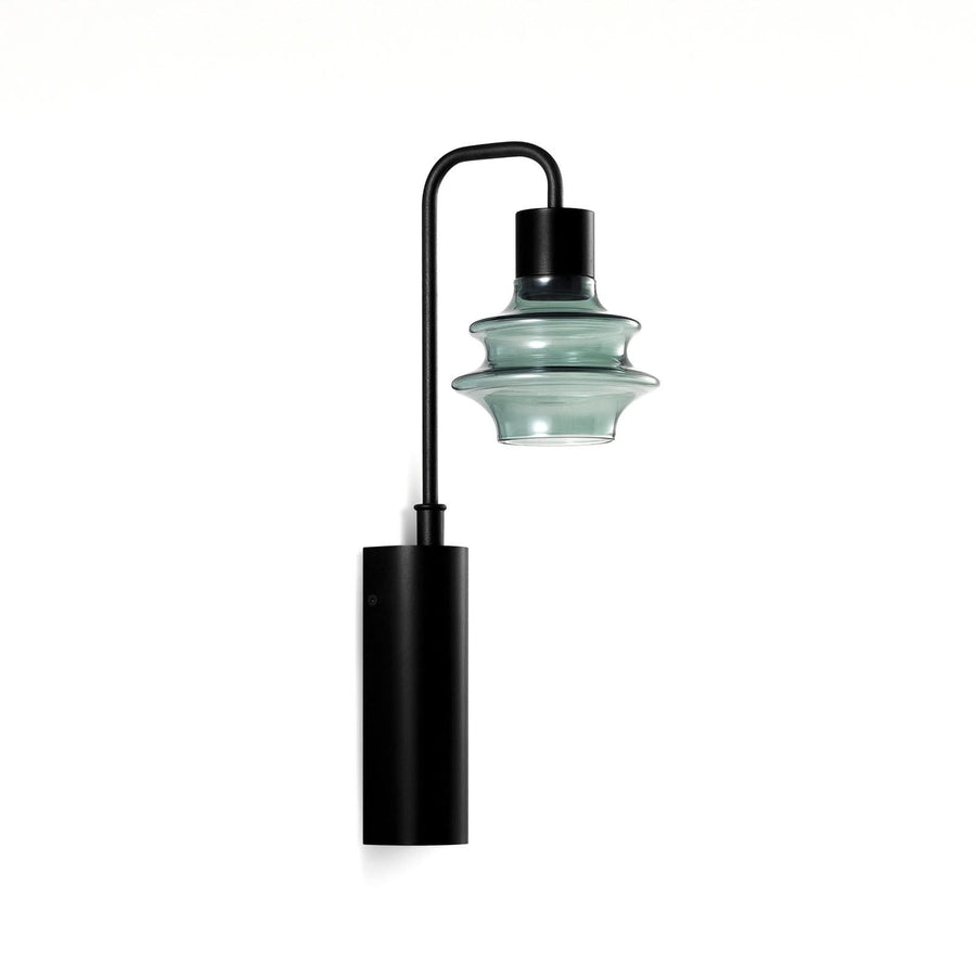 Applique murale LED Drop A/02 en verre, noir et vert teinté, hauteur 35,5 cm