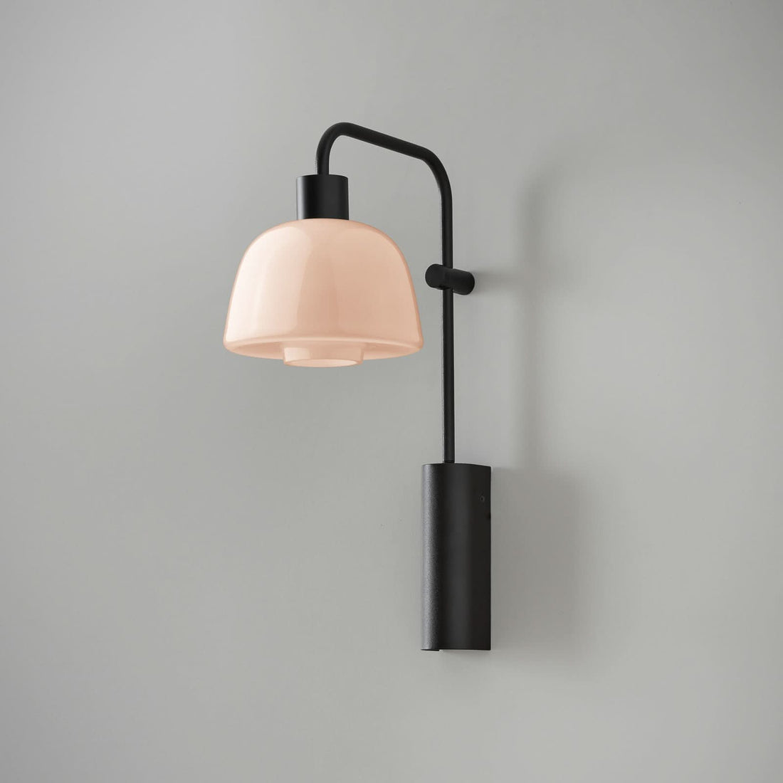 Applique murale LED Drep A/04 en verre, noir et rosé, hauteur 40,1 cm