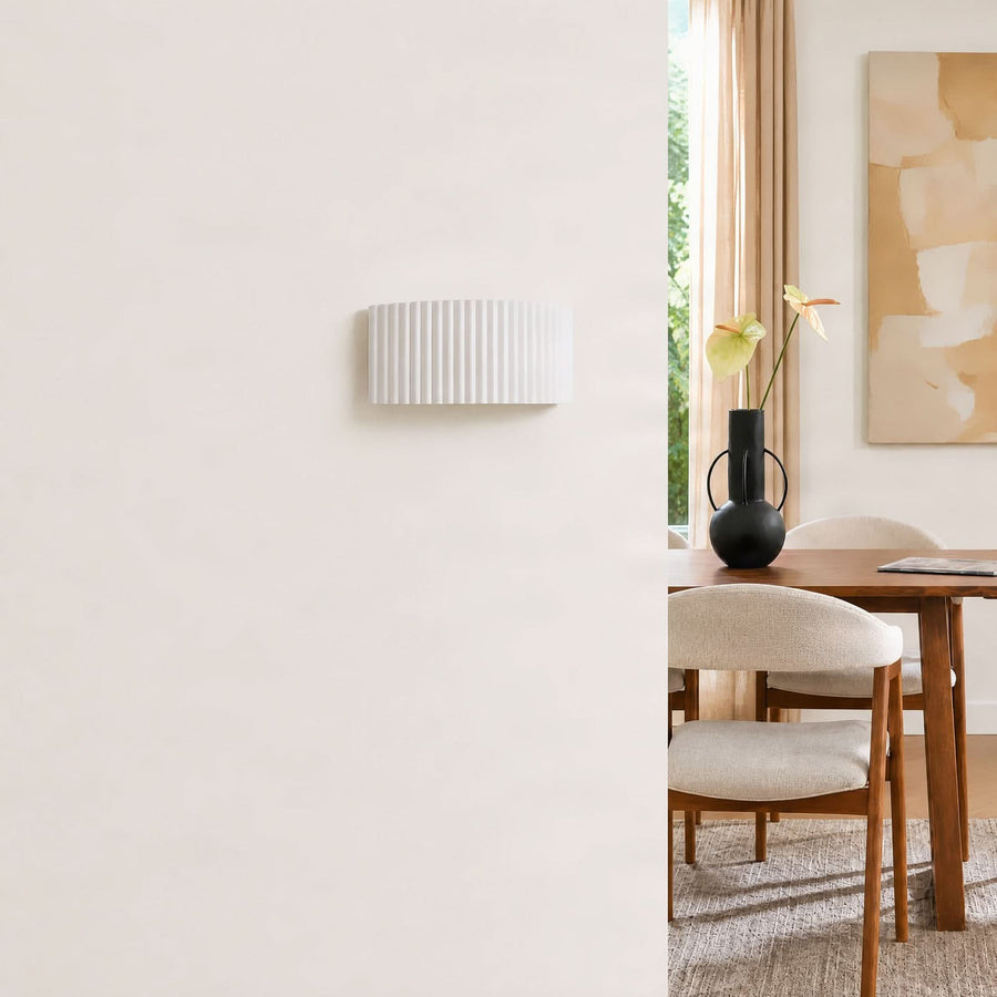 Applique murale Naike en plâtre, blanc, 2 lumières, hauteur 15 cm, 8 W
