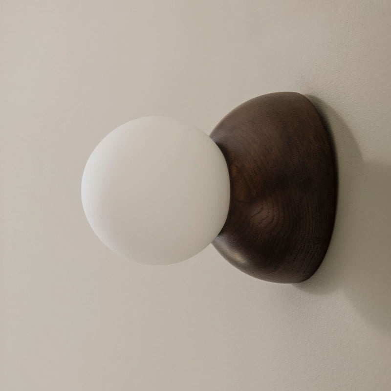 Applique murale Torrano en verre, marron et blanc, Ø 13 cm, IP44