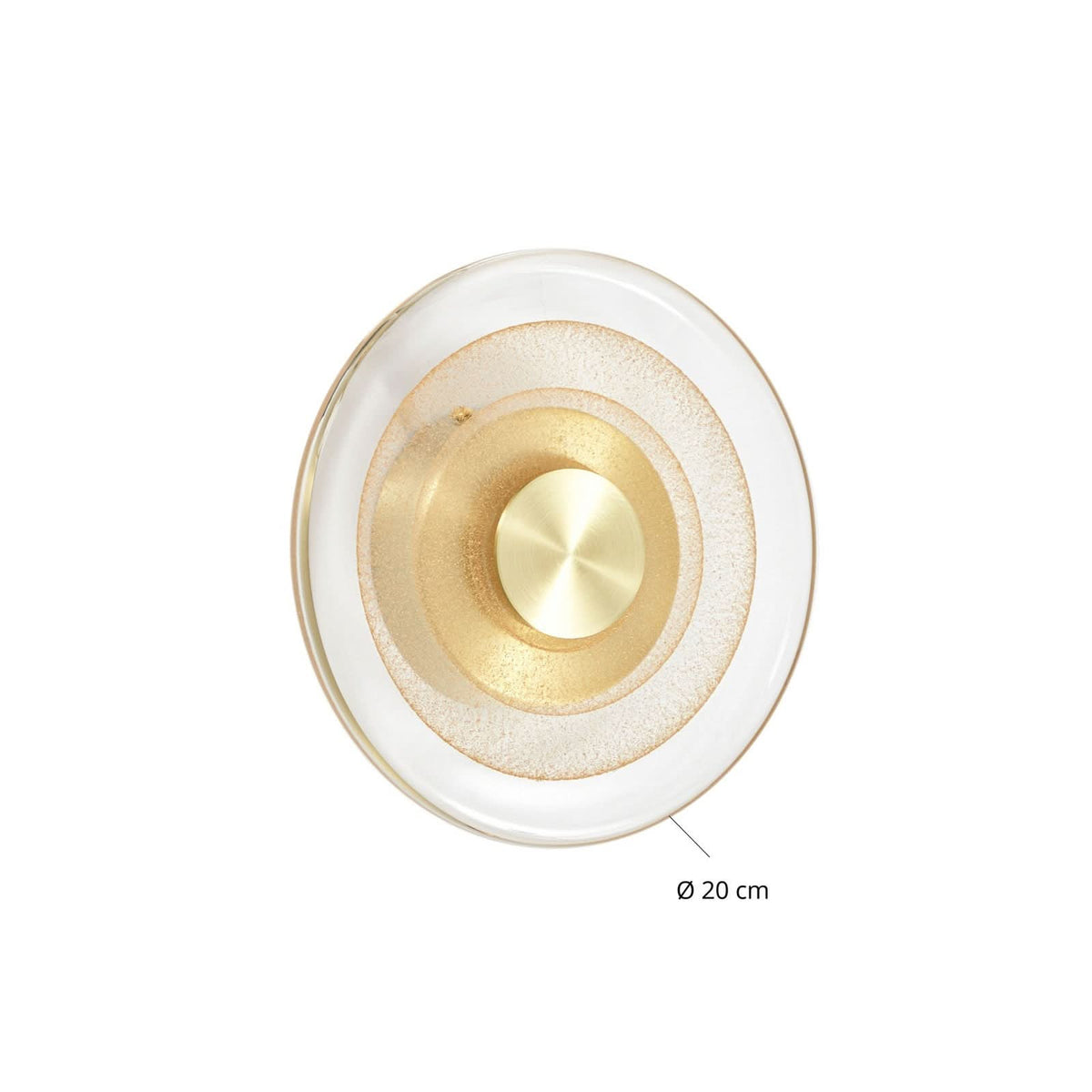 Applique murale LED Sepian en verre, doré et transparent, Ø 20 cm