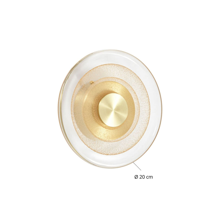 Applique murale LED Sepian en verre, doré et transparent, Ø 20 cm