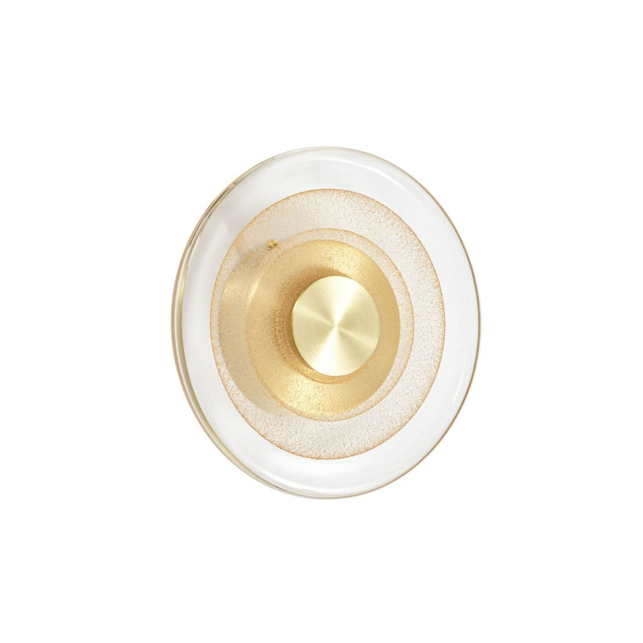 Applique murale LED Sepian en verre, doré et transparent, Ø 20 cm