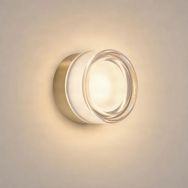 Applique murale LED Somber en verre, doré et ambre teinté, Ø 12,5 cm, IP44