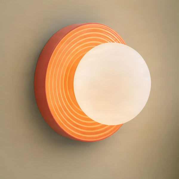 Applique murale Harriet en verre, orange et blanc, Ø 22 cm