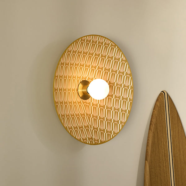 Applique murale Gatsby en tissu, beige et marron clair, Ø 50 cm