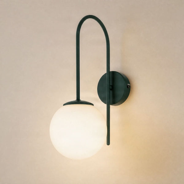 Applique murale Cambridge en verre, vert foncé mat et blanc satiné, hauteur 34 cm