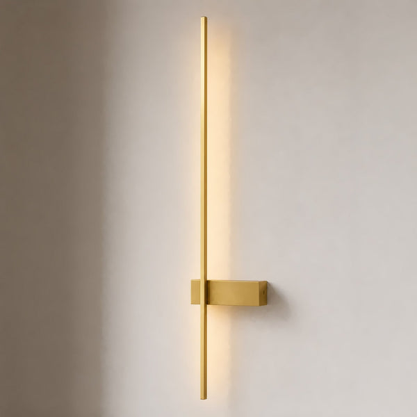 Applique murale LED Natsumi en aluminium, laiton, hauteur 90 cm