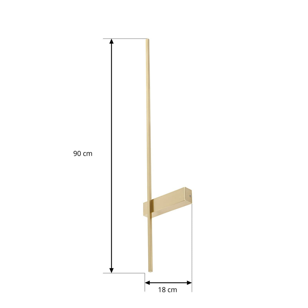 Applique murale LED Natsumi en aluminium, laiton, hauteur 90 cm