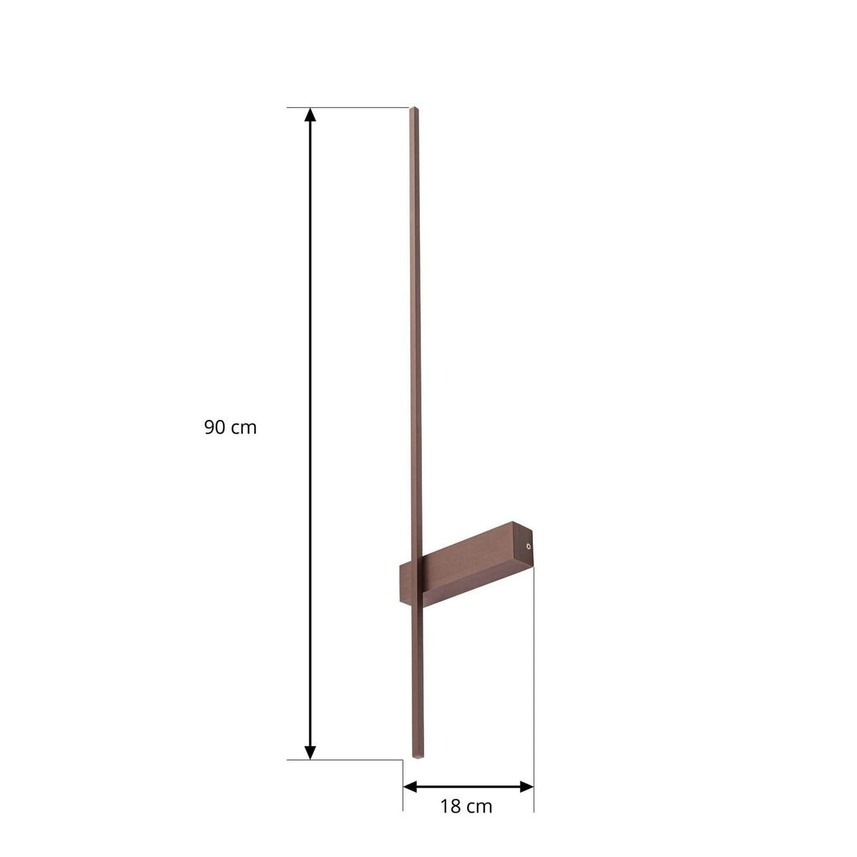 Applique murale LED Natsumi en aluminium, marron, hauteur 90 cm
