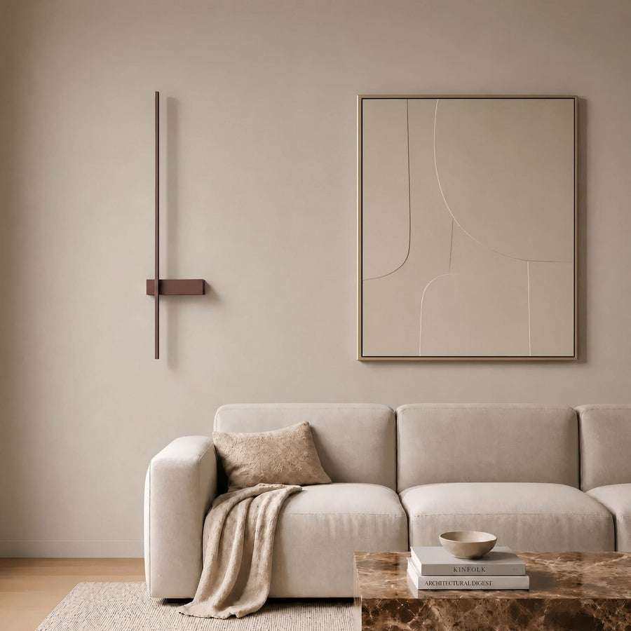 Applique murale LED Natsumi en aluminium, marron, hauteur 90 cm
