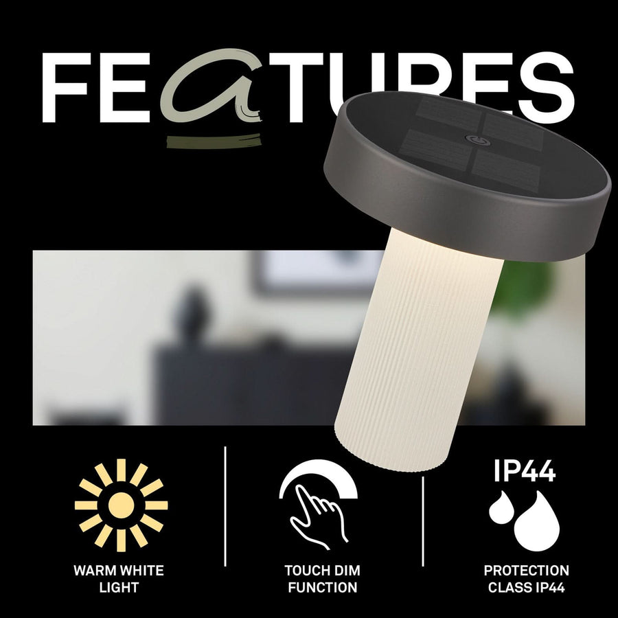 Lampe solaire d'extérieur LED Poga, blanc et anthracite, Ø 16 cm, IP44