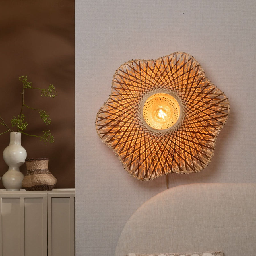 Applique murale Madura en bambou, bois et marron, Ø 60 cm