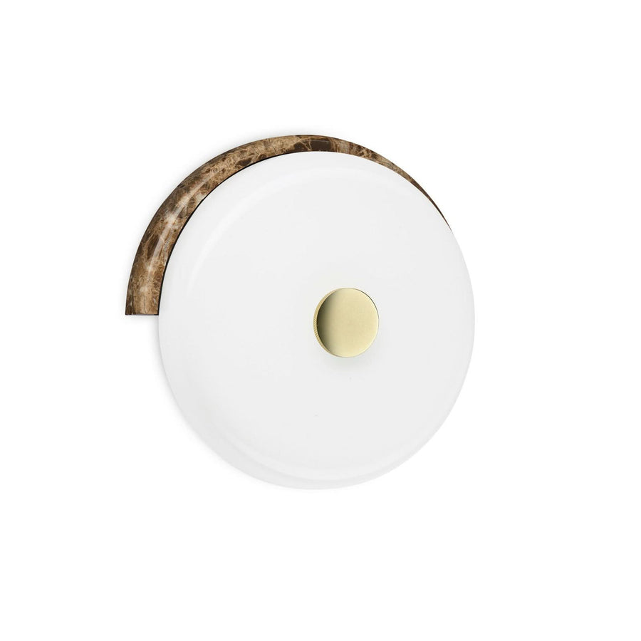 Applique murale LED Trip en verre, marron marbré et blanc brillant, hauteur 19 cm