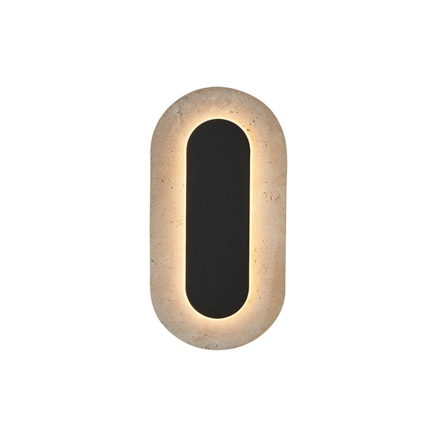 Applique murale LED Miranda en pierre, beige et noir, hauteur 30 cm