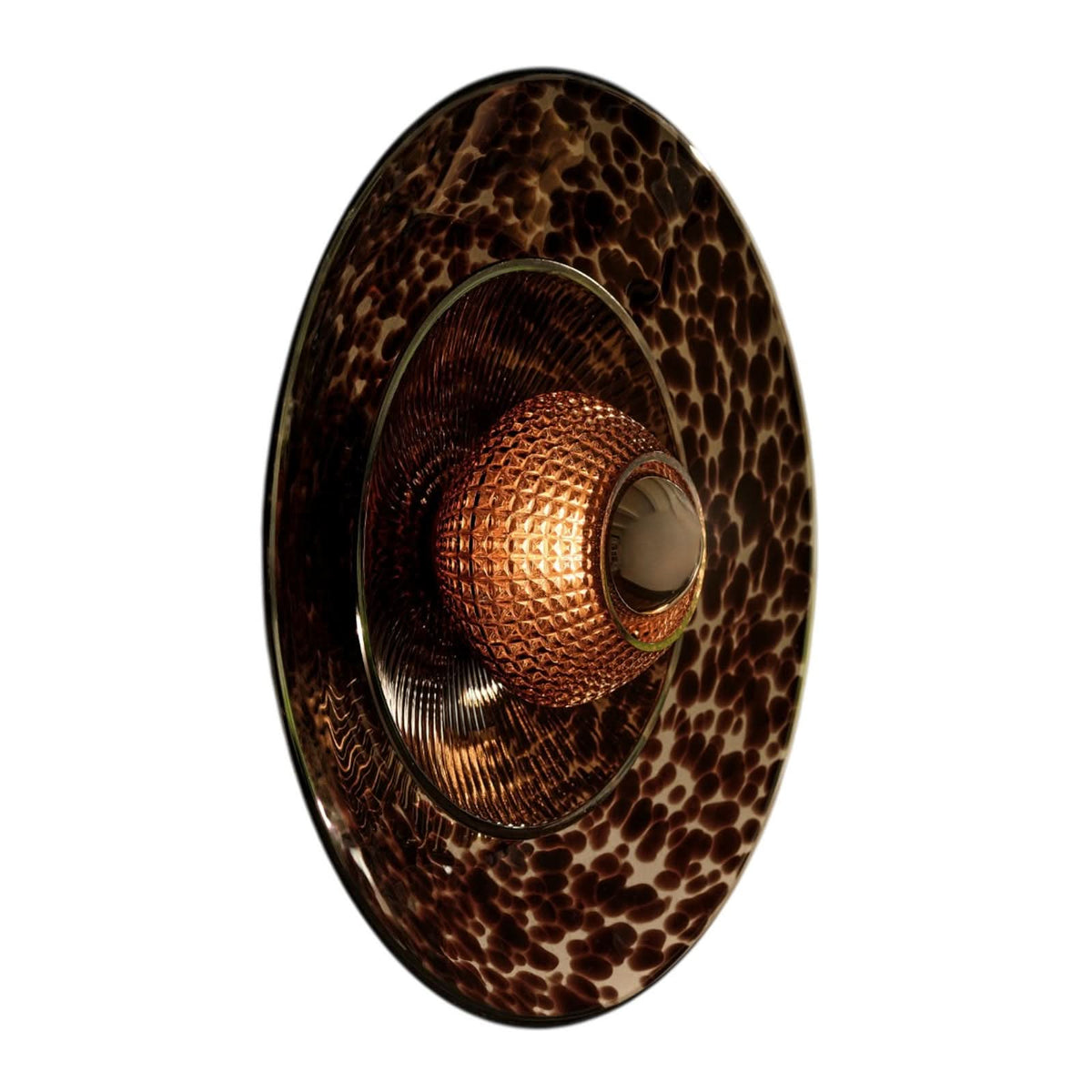 Applique murale Disco Rama en verre, marron, Ø 49 cm