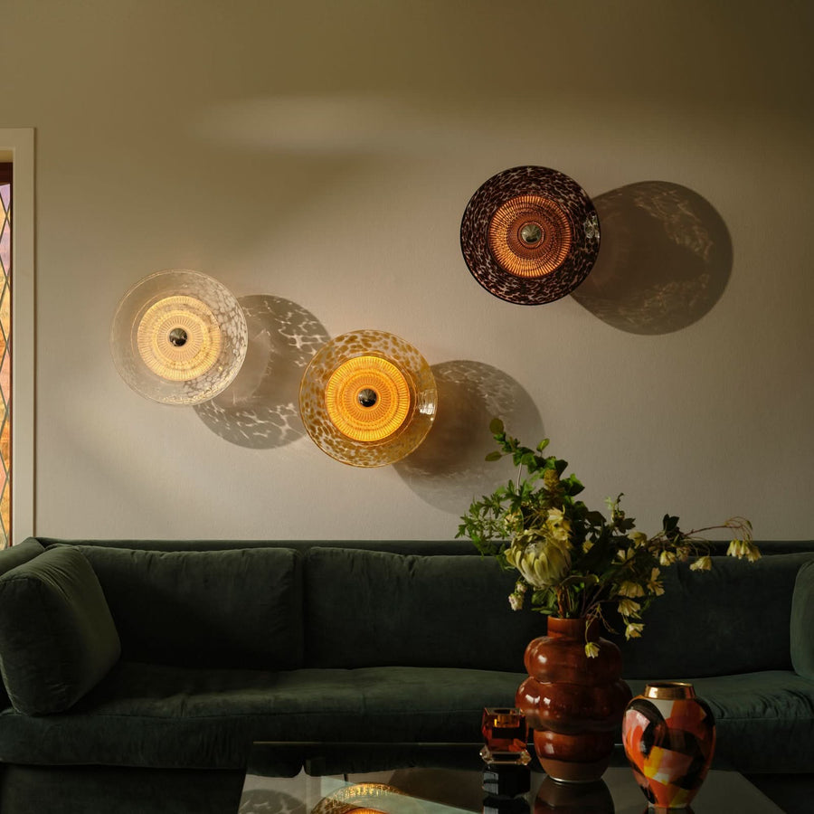 Applique murale Disco Rama en verre, marron, Ø 49 cm